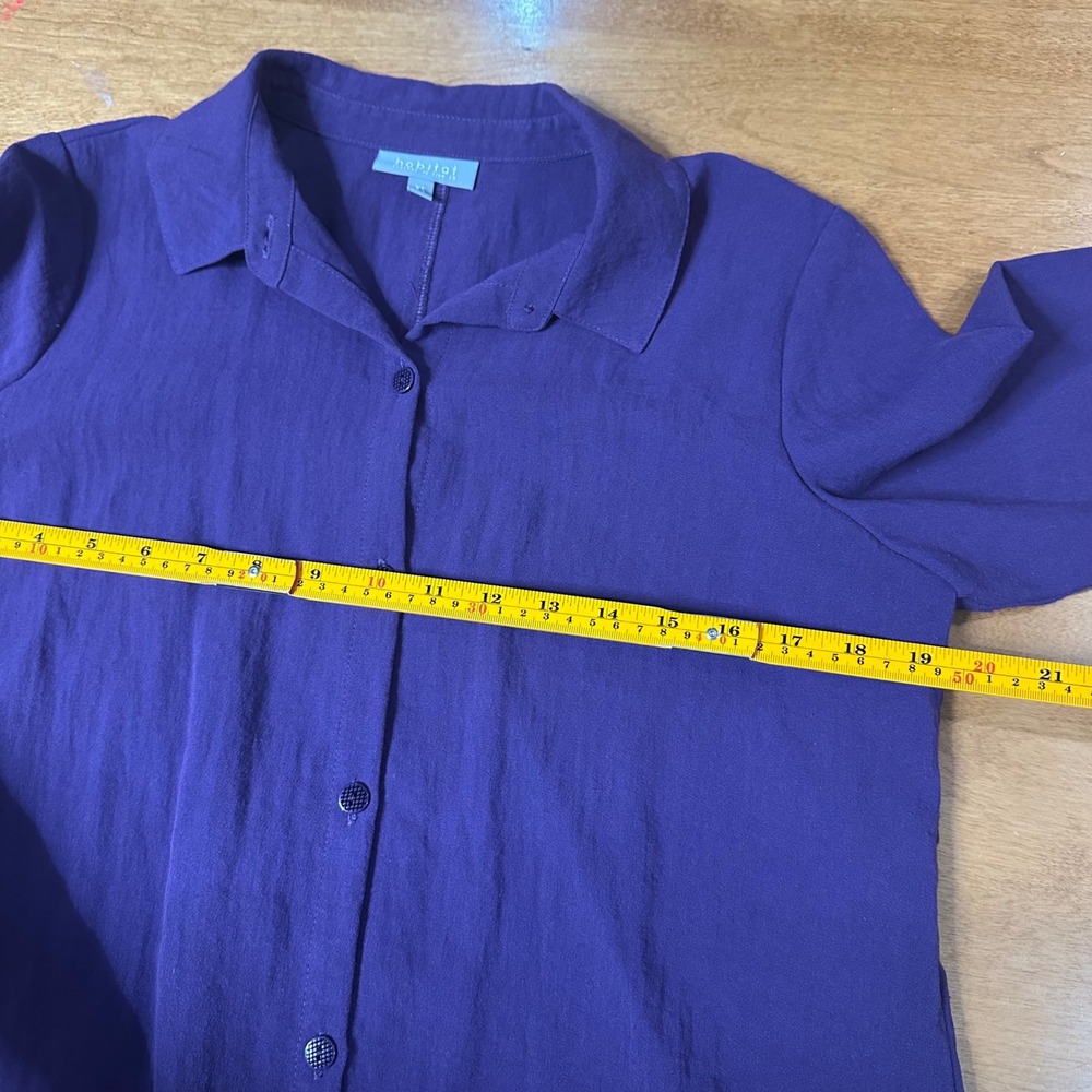 Habitat Button Down Tunic Womens XS Lightweight Textured Long Sleeve Art To Wear - Picture 11 of 13